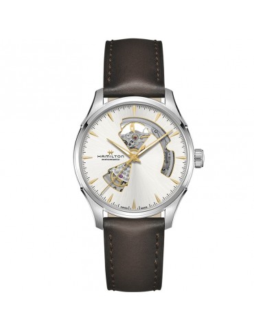 Hamilton Men's Watch - Jazzmaster Open Heart Automatic 40mm Silver - with Leather Strap - 0