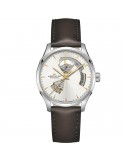 Hamilton Men's Watch - Jazzmaster Open Heart Automatic 40mm Silver - with Leather Strap - 0
