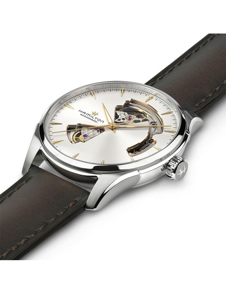 Hamilton Men's Watch - Jazzmaster Open Heart Automatic 40mm Silver - with Leather Strap - 0