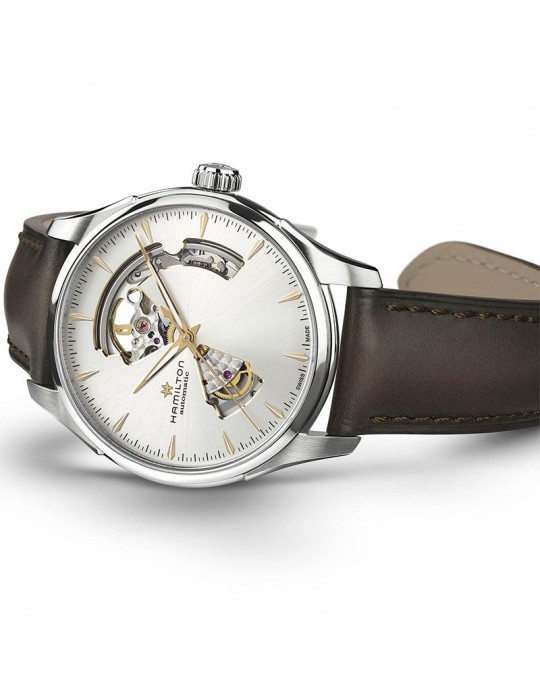 Hamilton Men's Watch - Jazzmaster Open Heart Automatic 40mm Silver - with Leather Strap - 0