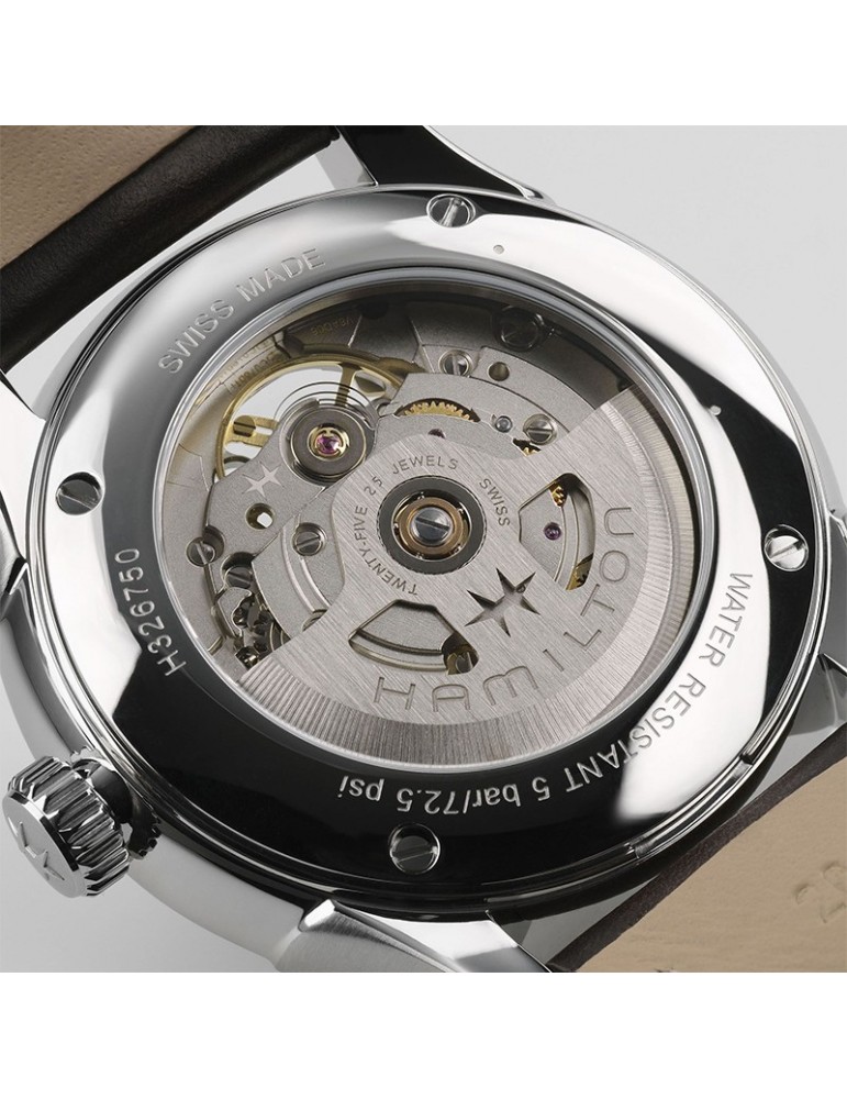 Hamilton Men's Watch - Jazzmaster Open Heart Automatic 40mm Silver - with Leather Strap - 0