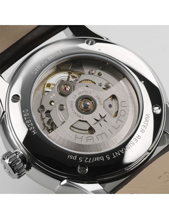 Hamilton Men's Watch - Jazzmaster Open Heart Automatic 40mm Silver - with Leather Strap - 0