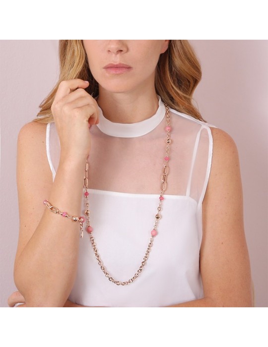 Collana Bronzallure-Variegata-Bronzo Dorato-Quarzite Rosa-WSBZ02136.PQ