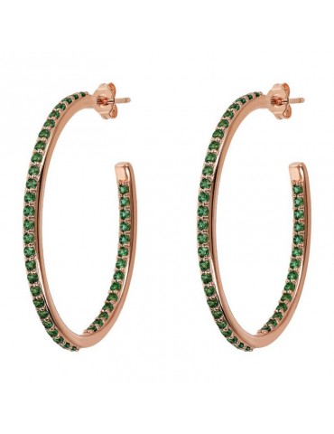 Bronzallure Earrings - Circle - Green Cubic Zirconia-WSBZ02166.GREEN