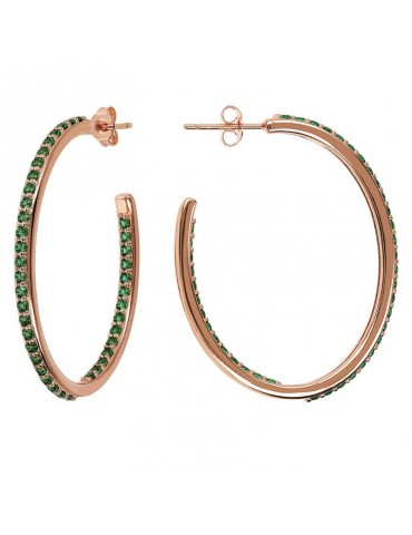 Bronzallure Earrings - Circle - Green Cubic Zirconia-WSBZ02166.GREEN 2
