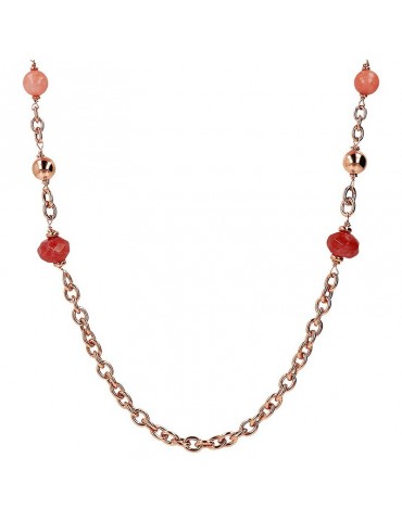 Bronzallure Necklace - Felicia - Pink Quartzite - WSBZ02139.SRQ+RDQ