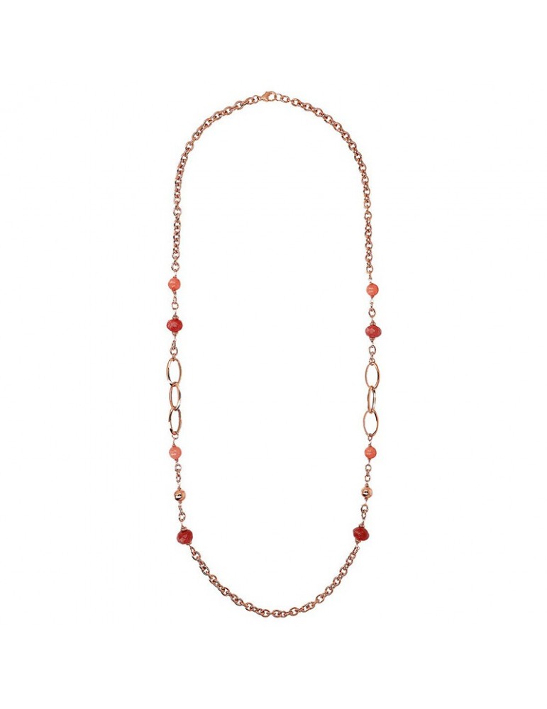Bronzallure Necklace - Felicia - Pink Quartzite - WSBZ02139.SRQ+RDQ