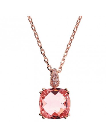 Bronzallure Necklace - Rose Gold - Prisma Gem Salmon Pink-WSBZ02180.MO