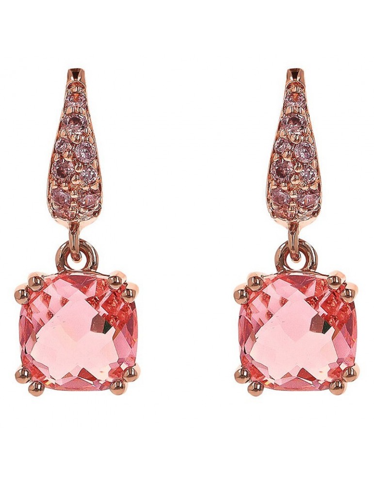 Bronzallure earrings-Preziosa-Rose Gold-Prisma Gem Salmon-WSBZ02182.MO