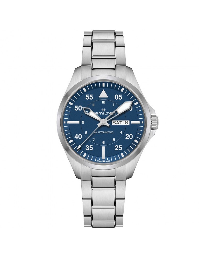 Orologio Hamilton - Khaki Aviation Pilot Day Date Automatico 42mm Blu - H64635140