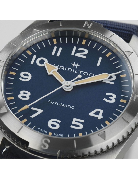 Hamilton Men's Watch - Khaki Field Expedition Automatic 37mm Blue - NATO Strap - 0