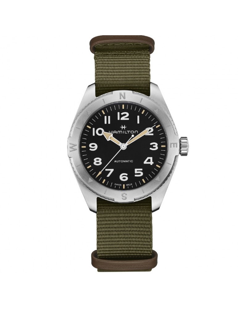 Hamilton Men's Watch - Khaki Field Expedition Automatic 41mm Black Green - NATO Strap - 0