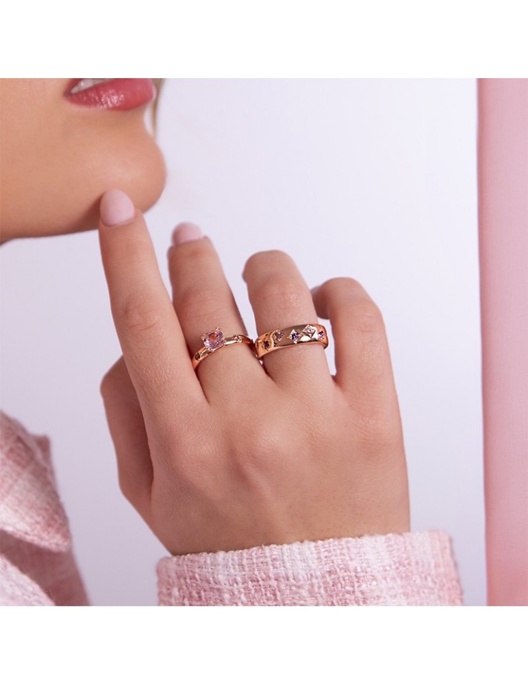 Bronzallure Ring-Solitaire-Prisma Gem Pink-Size 16-WSBZ02222.MO-16