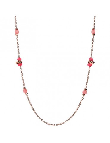 Bronzallure Necklace-Felicia-Rolò Chain-Pink Quartzite-WSBZ02249.MUL-RH
