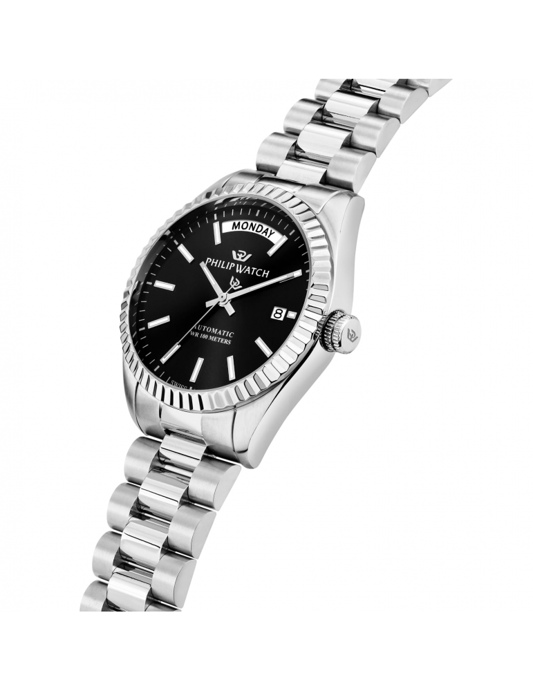 Orologio Philip Watch - Caribe Automatico Tempo e Data 39mm Nero - R8223597108