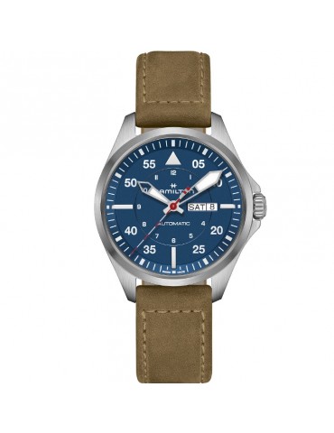 Orologio Hamilton - Khaki Aviation Pilot Day Date Automatico Air-Glaciers Edition 42mm Blu - H64655941 2