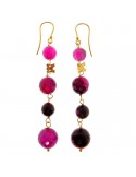 Rajola Earrings - Lipari - Pendants-Black Agate-Fuchsia Stones-4516414