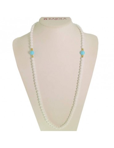 Rajola Necklace - Corsica - Long - White Paste-Turquoise Paste-454439L