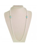 Rajola Necklace - Corsica - Long - White Paste-Turquoise Paste-454439L