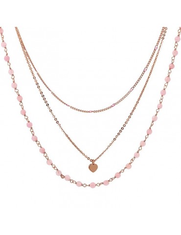 Collana Bronzallure - Rosari-Multifilo-Quarzite Rosa-WSBZ02256.PIN-QT