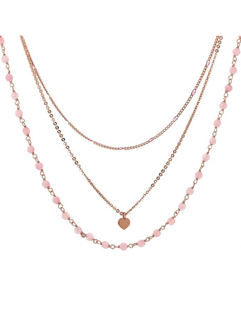 Bronzallure Necklace - Rosaries-Multistrand-Pink Quartzite-WSBZ02256.PIN-QT
