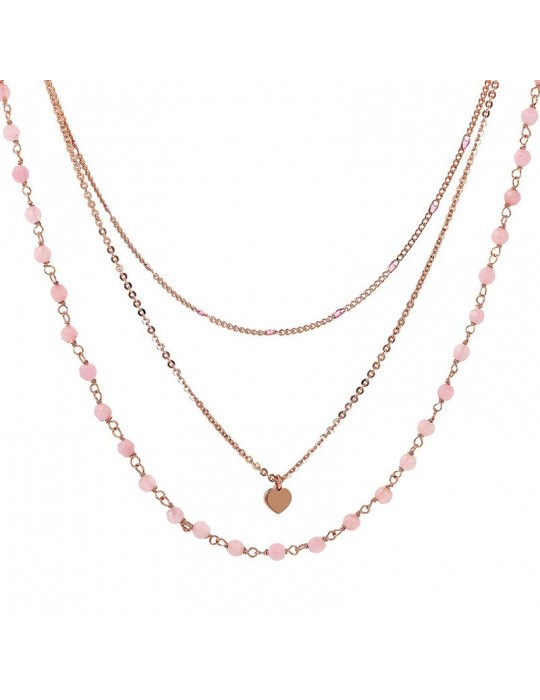 Bronzallure Necklace - Rosaries-Multistrand-Pink Quartzite-WSBZ02256.PIN-QT
