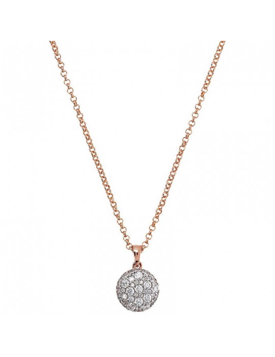 Bronzallure Necklace-Altissima-Round Pendant-Cubic Zirconia-WSBZ02257.WR