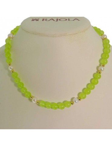 Collana Rajola-Macari Girocollo-Giada Verde Light-Perle Bianche-454462