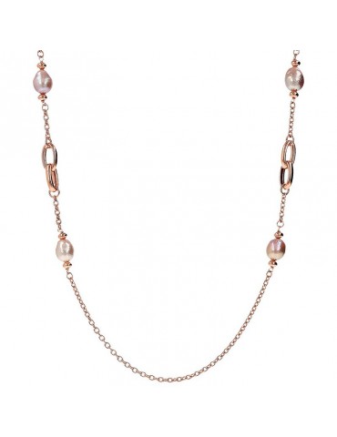 Bronzallure necklace - Maxima - Braided links - Pearls - WSBZ02259.MULTI