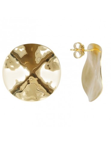 Etruscan Earrings - Itaca - Lobe - Martellated Surface-WSET00451YG 2