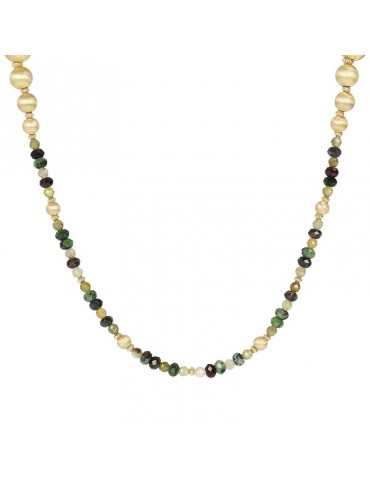 Collana Etrusca - Creta - Lunga - Sfere - Pietre Verdi -WSET00523GREEN
