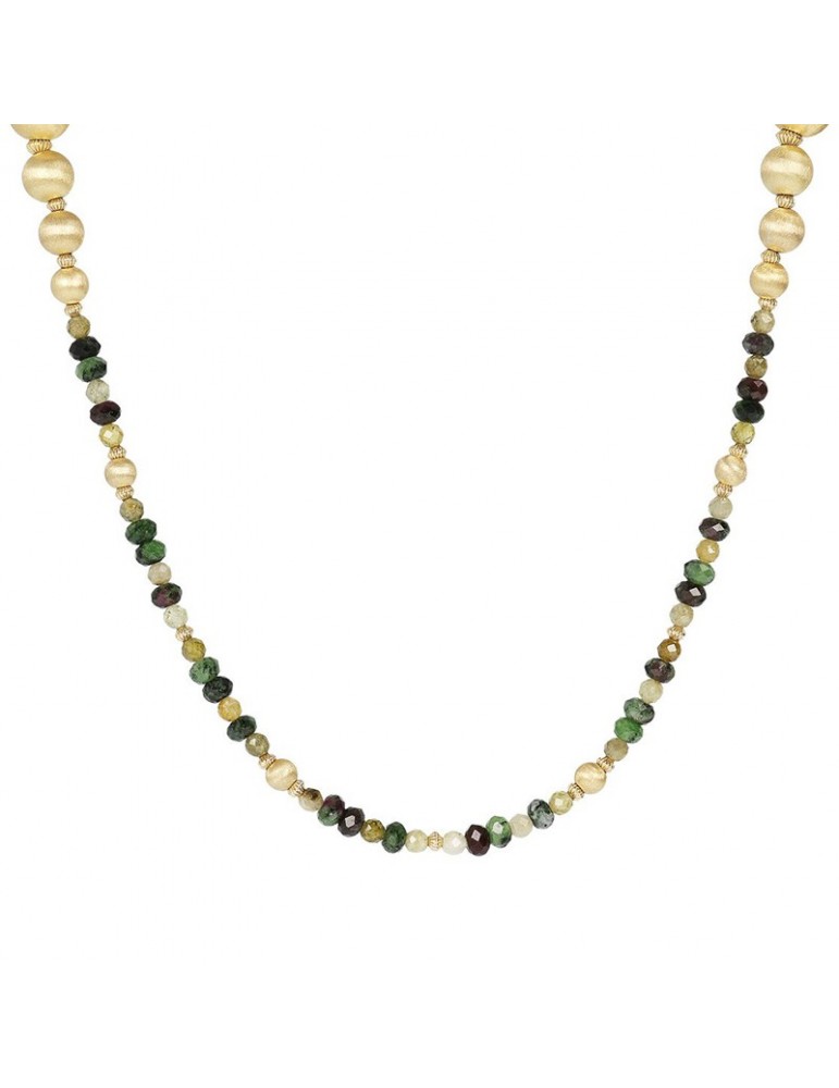 Collana Etrusca - Creta - Lunga - Sfere - Pietre Verdi -WSET00523GREEN
