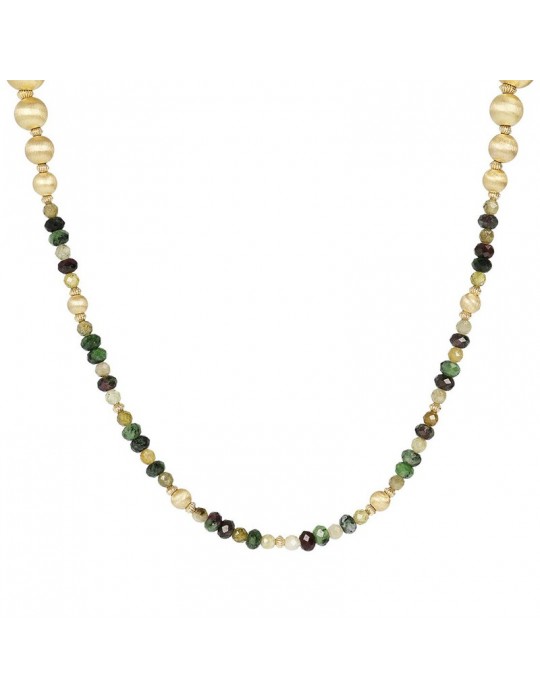 Collana Etrusca - Creta - Lunga - Sfere - Pietre Verdi -WSET00523GREEN