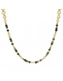 Collana Etrusca - Creta - Lunga - Sfere - Pietre Verdi -WSET00523GREEN