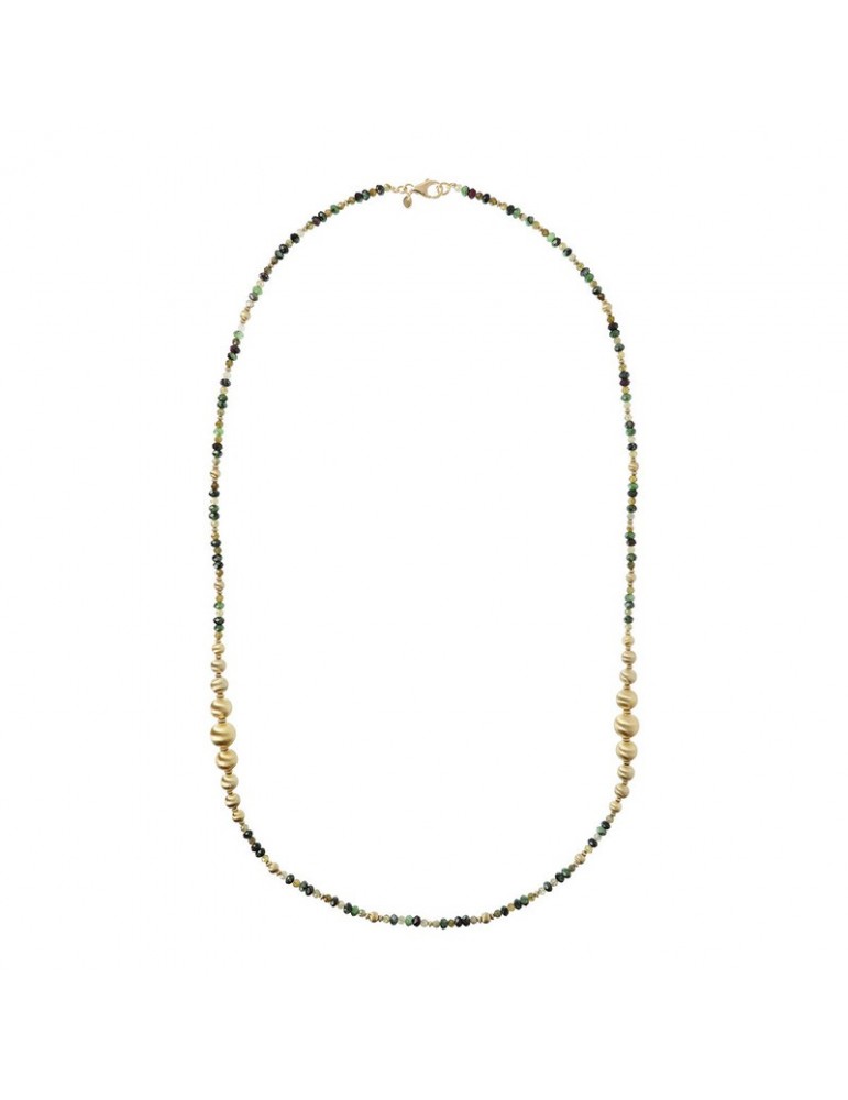 Collana Etrusca - Creta - Lunga - Sfere - Pietre Verdi -WSET00523GREEN