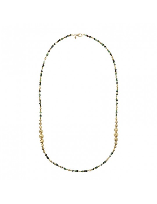 Collana Etrusca - Creta - Lunga - Sfere - Pietre Verdi -WSET00523GREEN