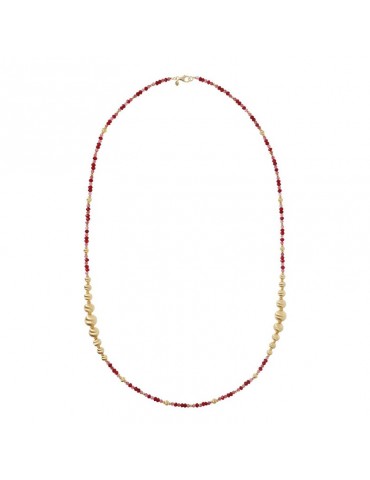 Collana Etrusca - Creta - Lunga - Sfere - Pietre Rosse - WSET00523ROSE 2