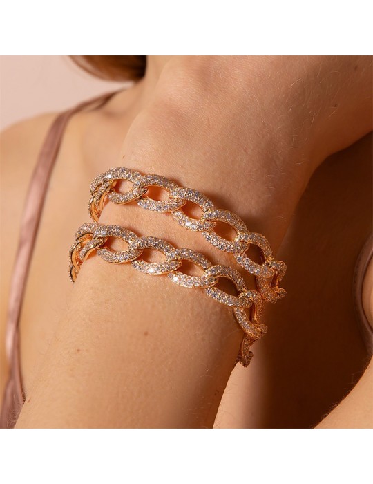 Bracciale Bronzallure-a Catena-Gold-Cubic Zirconia Bianchi-WSBZ02269Y.WR