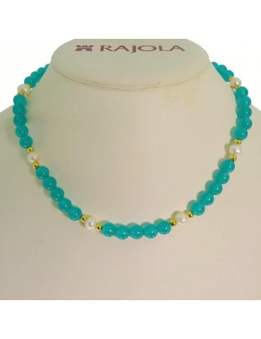 Rajola Necklace-Macari-Choker-Mint Green Jade-White Pearls-454464