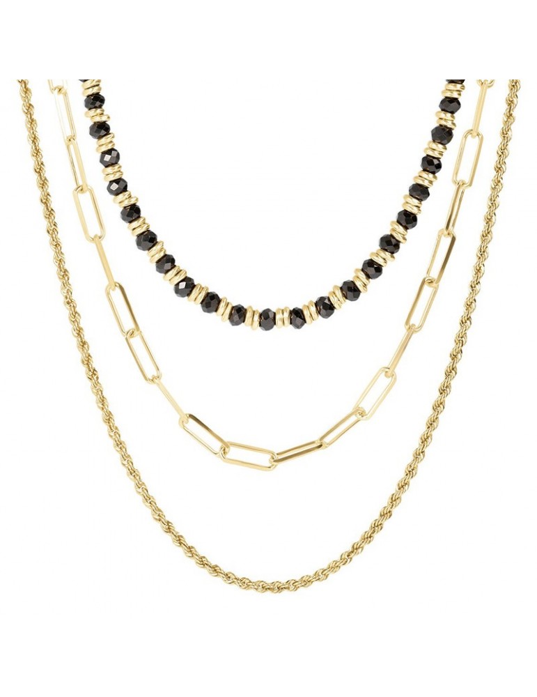 Etruscan Necklace - Capri - Multistrand-Graduated-Black Spinels-WSET00640BS