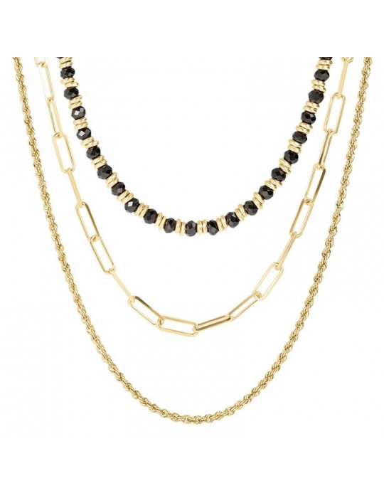 Collana Etrusca - Capri - Multifilo-Graduata-Spinelli Neri-WSET00640BS