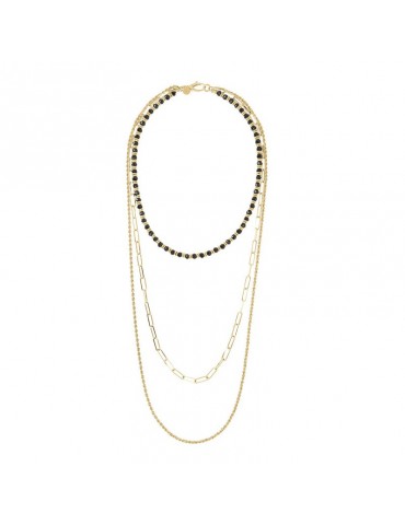 Collana Etrusca - Capri - Multifilo-Graduata-Spinelli Neri-WSET00640BS 2