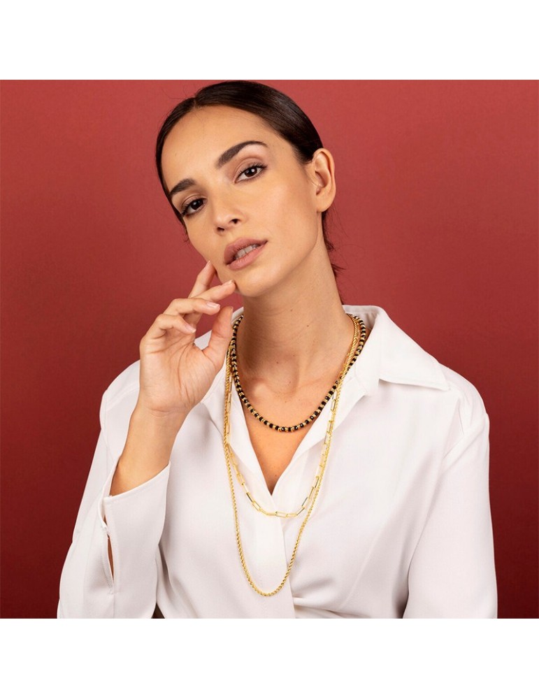 Collana Etrusca - Capri - Multifilo-Graduata-Spinelli Neri-WSET00640BS