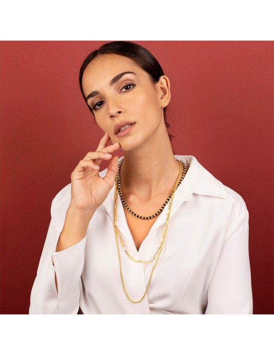 Collana Etrusca - Capri - Multifilo-Graduata-Spinelli Neri-WSET00640BS
