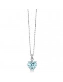 Collana Miluna - Oro Bianco 18 carati - Acquamarina Cuore - Diamanti Naturali - CLD4728