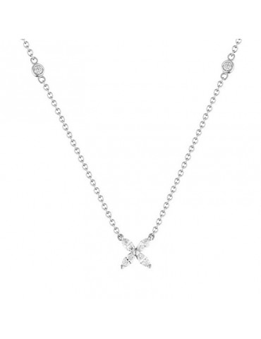 Collana Buonocore - Leaf - Oro Bianco 18 carati - Pendente Fiore - Diamanti 0,29 ct - 1365C01DW
