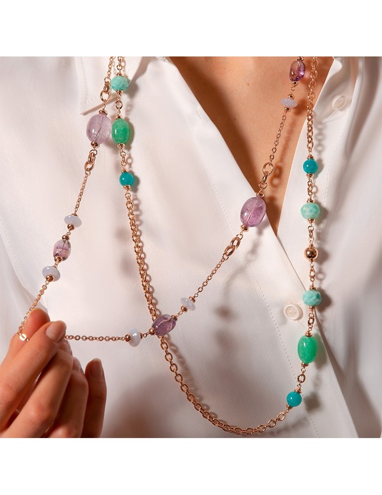 Bronzallure-Felicia-Long-Chain-Green Elements Necklace-WSBZ02276.FL