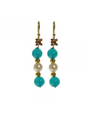 Rajola Earrings - Macari - Pendants - Green Jade - Pearls - 454464OR