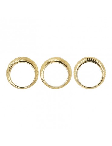 Set di Anelli Etrusca - Itaca - Fedine Martellate e Rigate-WSET00700YG 2