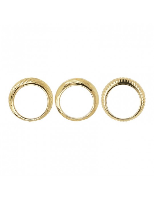 Set di Anelli Etrusca - Itaca - Fedine Martellate e Rigate-WSET00700YG